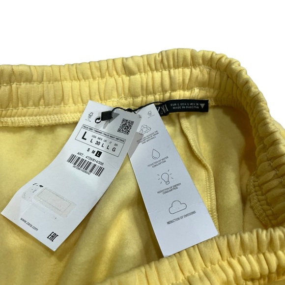 Zara Yellow Sweat Pants Joggers Classic Elastic Drawstring Waist Size Large NWT - Picture 8 of 13